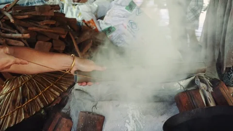 Rice Paper Being Made On A Steamer In Vietnam Stock Footage 103449563