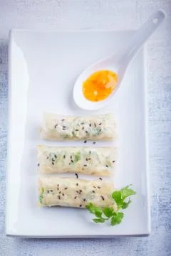 Rice Paper Rolls Stock Photos