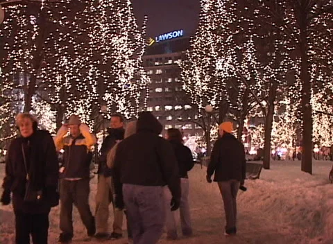 Rice Park winter lights 2 Stock Footage 296612925