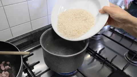 Rice in the pot Stock Footage 126990438