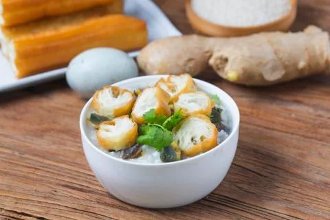Rice preserved egg lean meat porridge?chinese rice porridge, chinese traditio Stock Photos