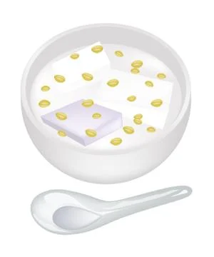 Rice Pudding and Split Mung Beans in Coconut Milk Illustrazione stock