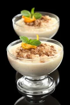 Rice pudding with cinnamon Stock Photos