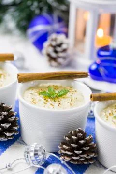 Rice Pudding with Cinnamon Stock Photos