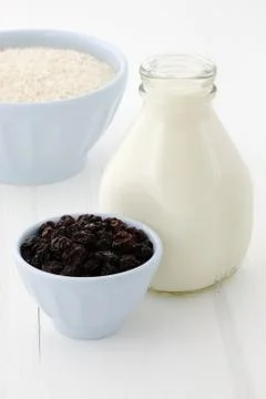 Rice pudding ingredients Stock Photos