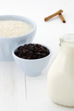 Rice pudding ingredients Stock Photos