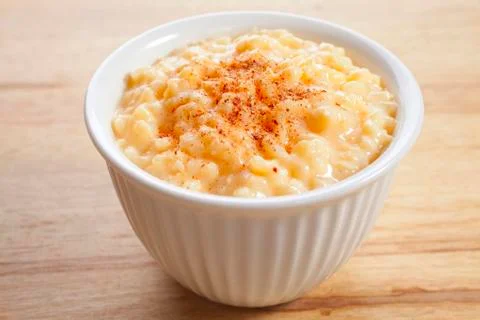 Rice pudding with nutmeg Stock Photos