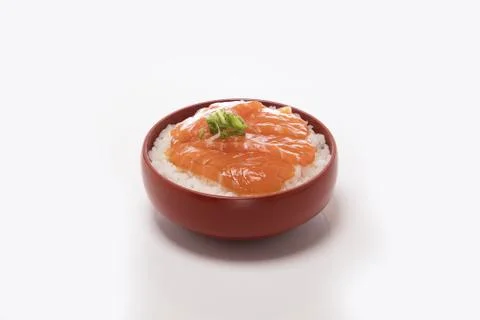 Rice with raw salmon Stock Photos