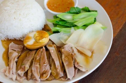 Rice with roast duck Stock Photos