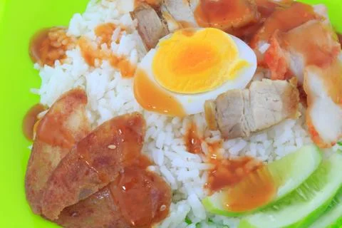 Rice with roasted pork 1 Stock Photos