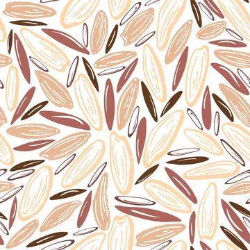 Rice seamless pattern. Vector brown, black grain Illustrazione stock