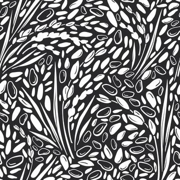 Rice seamless pattern. Vector cereal white seed Stock Illustration