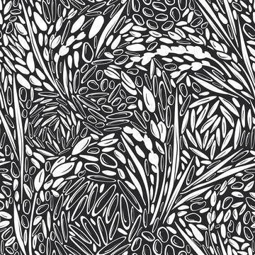 Rice seamless pattern. Vector cereal white seed Stock Illustration