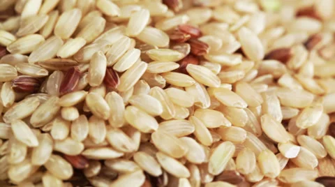 Rice seed close up at rotating display Stock Footage 35948254
