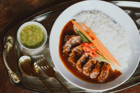 Rice with Stewed Beef Stock-Fotos