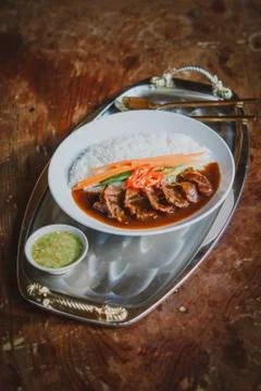 Rice with Stewed Beef 스톡 사진