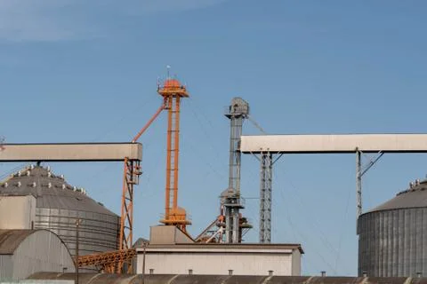 Rice storage silos and elevators Stock Photos