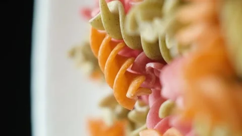 Rice vegetable pasta in the form of spir... | Stock Video | Pond5