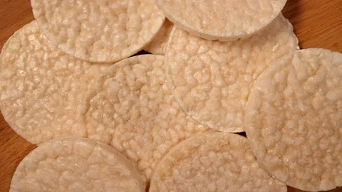 Rice waffles lie on a table - close-up Video stock 151215809