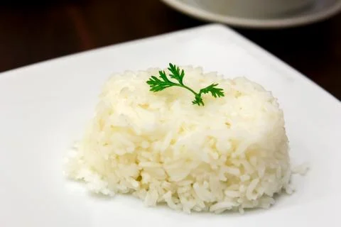 Rice on white dish Stock Photos