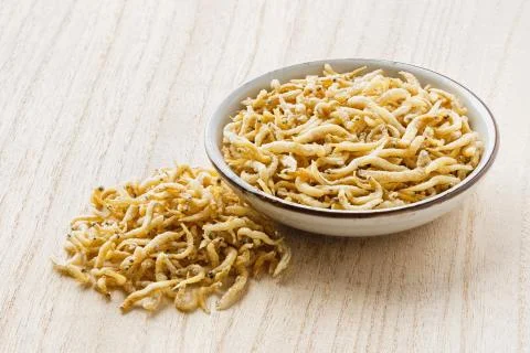 Ricefish or tiny anchovy Stock Photos