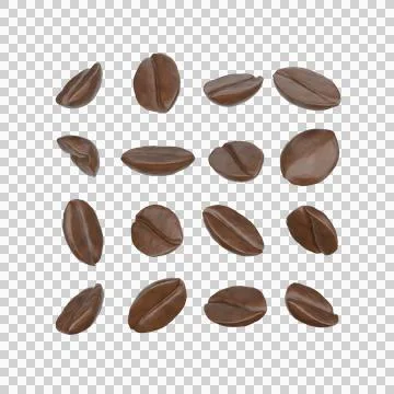 Rich 3d coffee beans isolated on transparent background Stock Illustration
