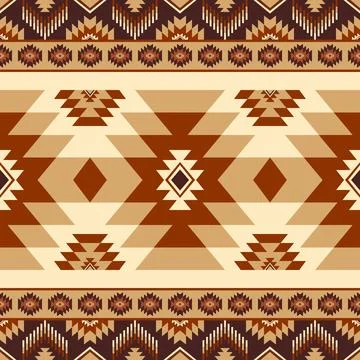 Rich and layered geometric Native American pattern in earthy brown and beige Stock Illustration