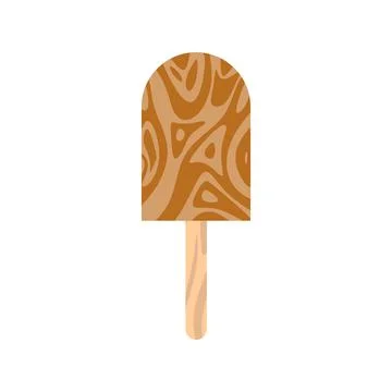 Rich brown ice pop with a unique swirled pattern, resembling a delicious ch.. Illustrazione stock