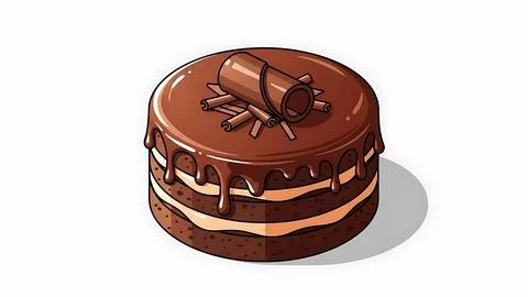Rich chocolate layer cake with cream filling Stock Illustration
