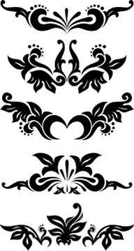 Rich collection of decor elements for design or tattoo 스톡 일러스트