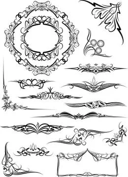 Rich collection of decor elements Stock Illustration
