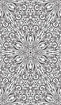 Rich decorated calligraphic outlined stroke monochrome seamless pattern. Vect Stock Illustration