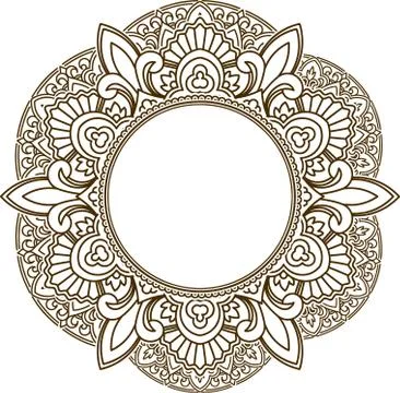 Rich decorated henna frame pattern with round centre. Vector decorative backg Illustrazione stock