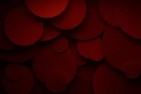 Rich deep red abstract background of fly paper circles pattern of different s Stock Photos
