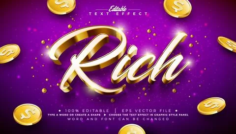 Rich Editable Text Effect Vector Graphic Style with Golden Framed White 3D .. 스톡 일러스트