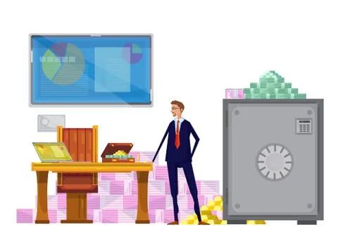 Rich Financial Clerk Composition Stock Illustration