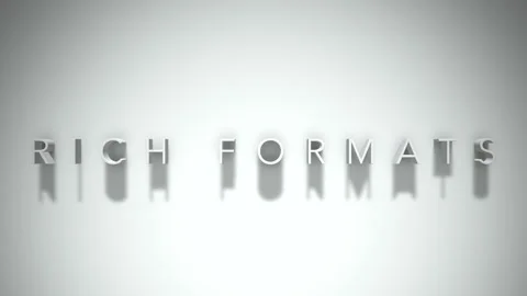 Rich formats 3D title animation white text on a white background Stock Footage 299426891