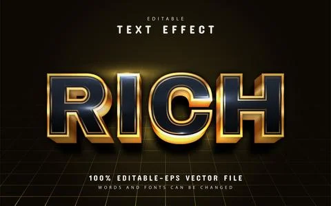 Rich gold 3d editable text effect Stock Illustration