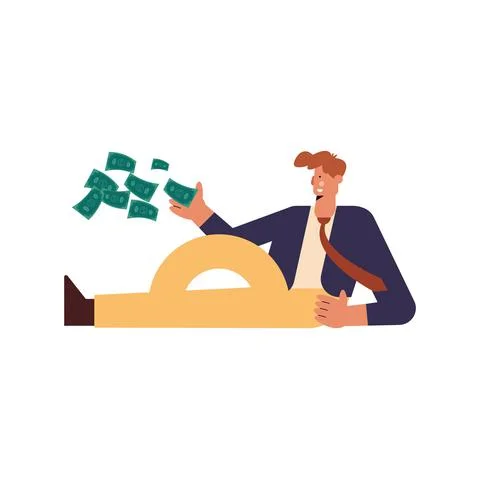 Rich man with dollars Stock Illustration
