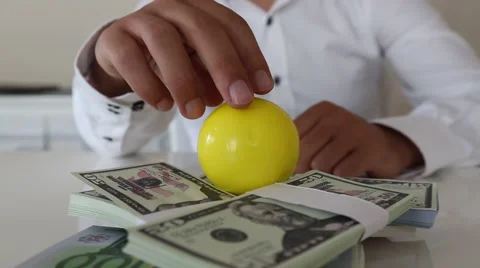 Rich man, dollars &amp; smiling face Stock Footage 65212672