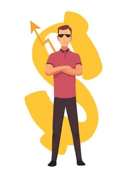 Rich man flat cartoon comic element, millionaire man money vector illustration Stock Illustration
