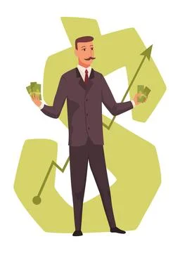 Rich man flat cartoon comic element, millionaire man money vector illustration Stock-Illustration
