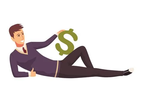 Rich man flat cartoon comic element, millionaire man money vector illustration Stock-Illustration