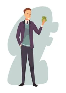 Rich man flat cartoon comic element, millionaire man money vector illustration Stock-Illustration