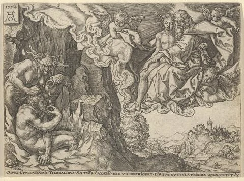 The Rich Man in Hell, Seeing Lazarus Embraced by Abraham, from The Parable .. Stock Photos