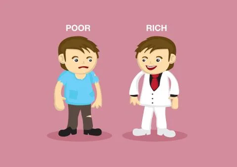 Rich Man Poor Man Vector Cartoon Illustration Stock Illustration