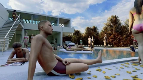 Rich Man's Swimming pool Stock Footage 250828817