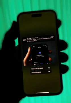 Rich Notification on iPhone 16 Pro Stock Photos