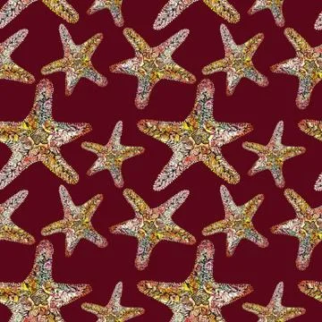 Rich Pattern with Starfish Stock Illustration