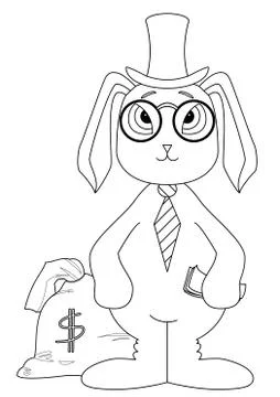 Rich rabbit, contours Stock Illustration